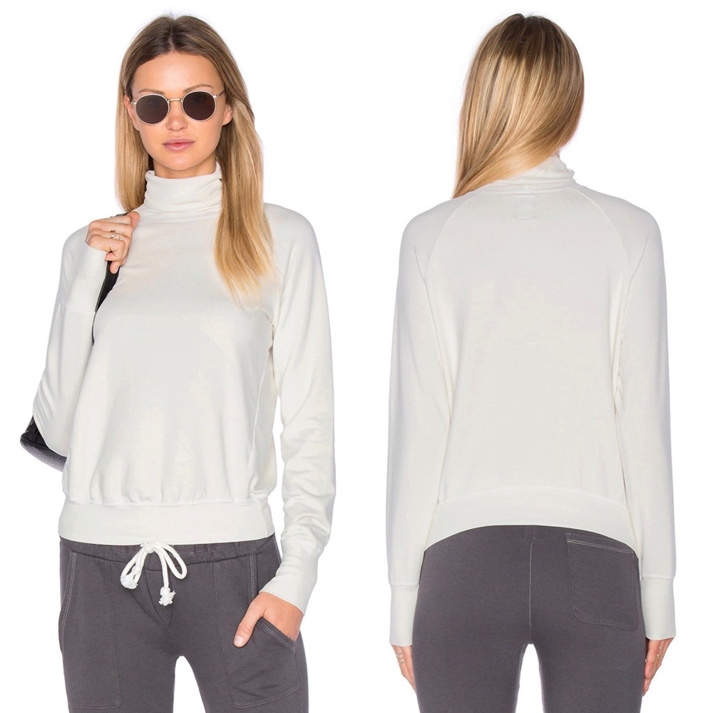 NSF Huldah Fleece Turtleneck Sweatshirt in Soft White